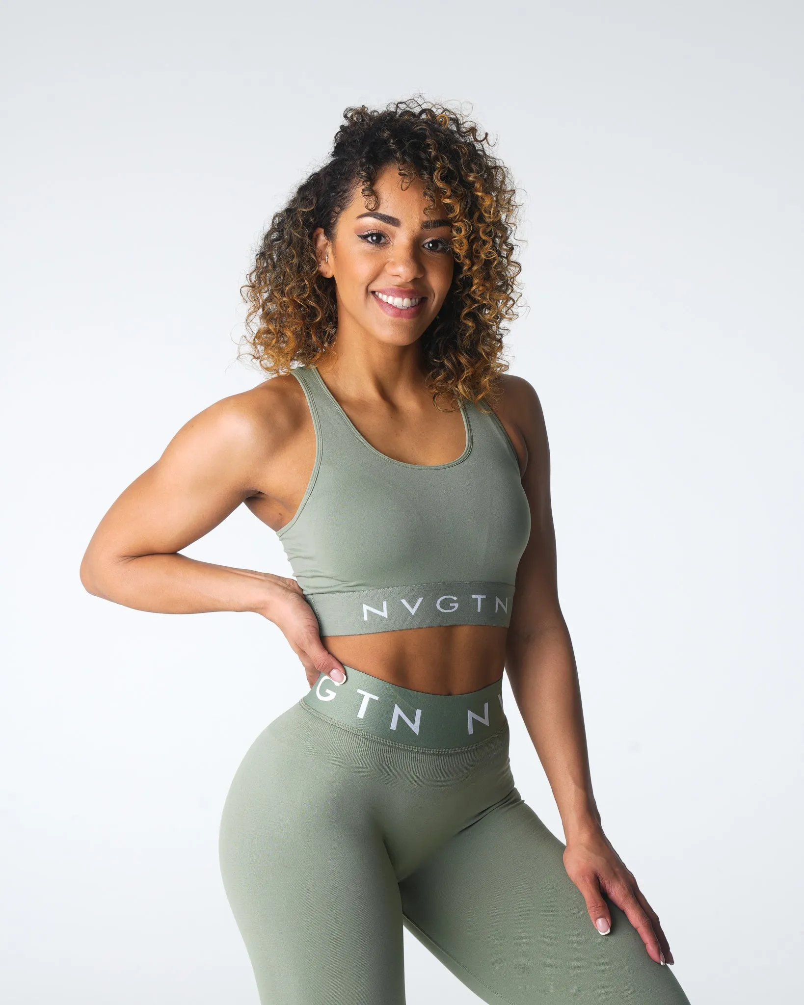 Sage Green Legacy Sport Seamless Bra sold by NVGTN product image thumbnail 3