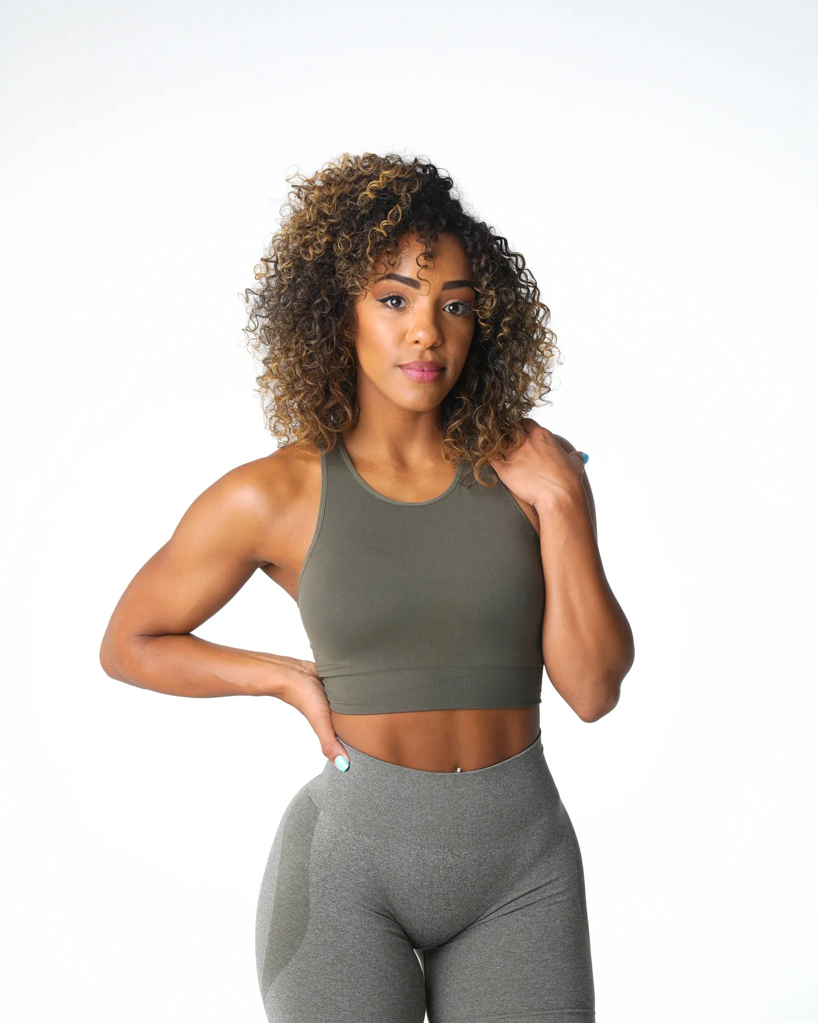 Khaki Green Resilience Seamless Bra sold by NVGTN product image thumbnail 2