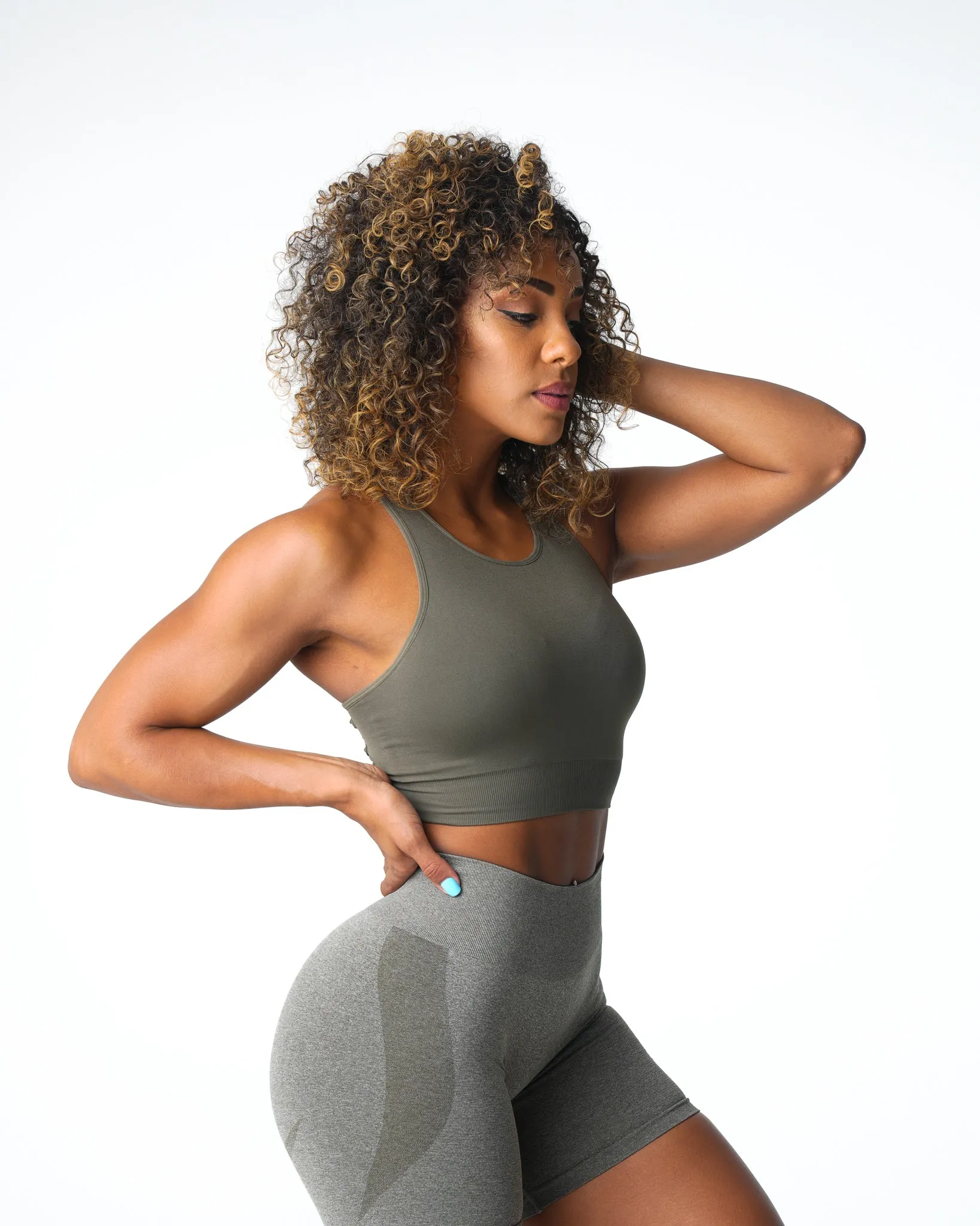 Khaki Green Resilience Seamless Bra sold by NVGTN product image thumbnail 3