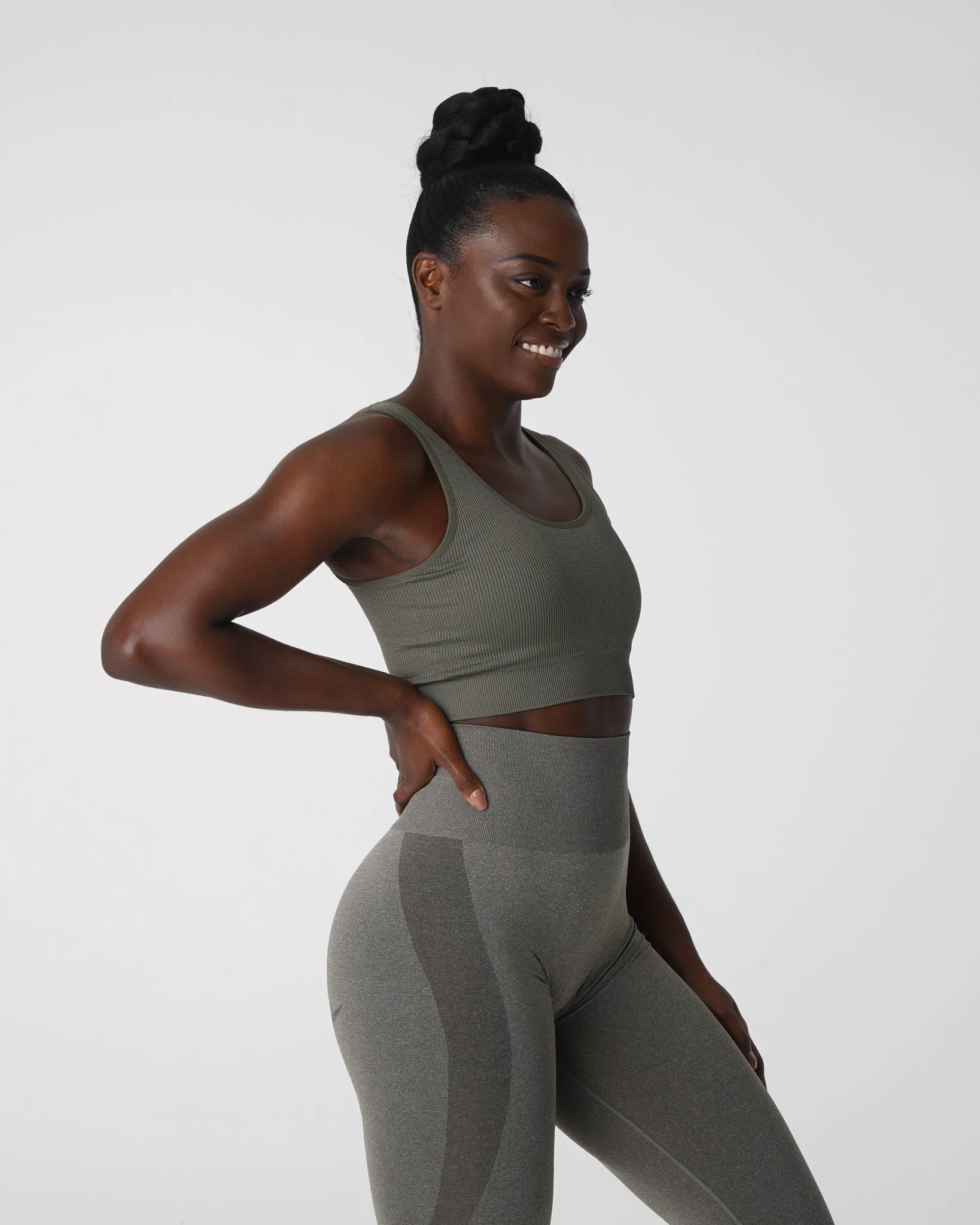 Khaki Green Desire Ribbed Seamless Bra sold by NVGTN product image thumbnail 4