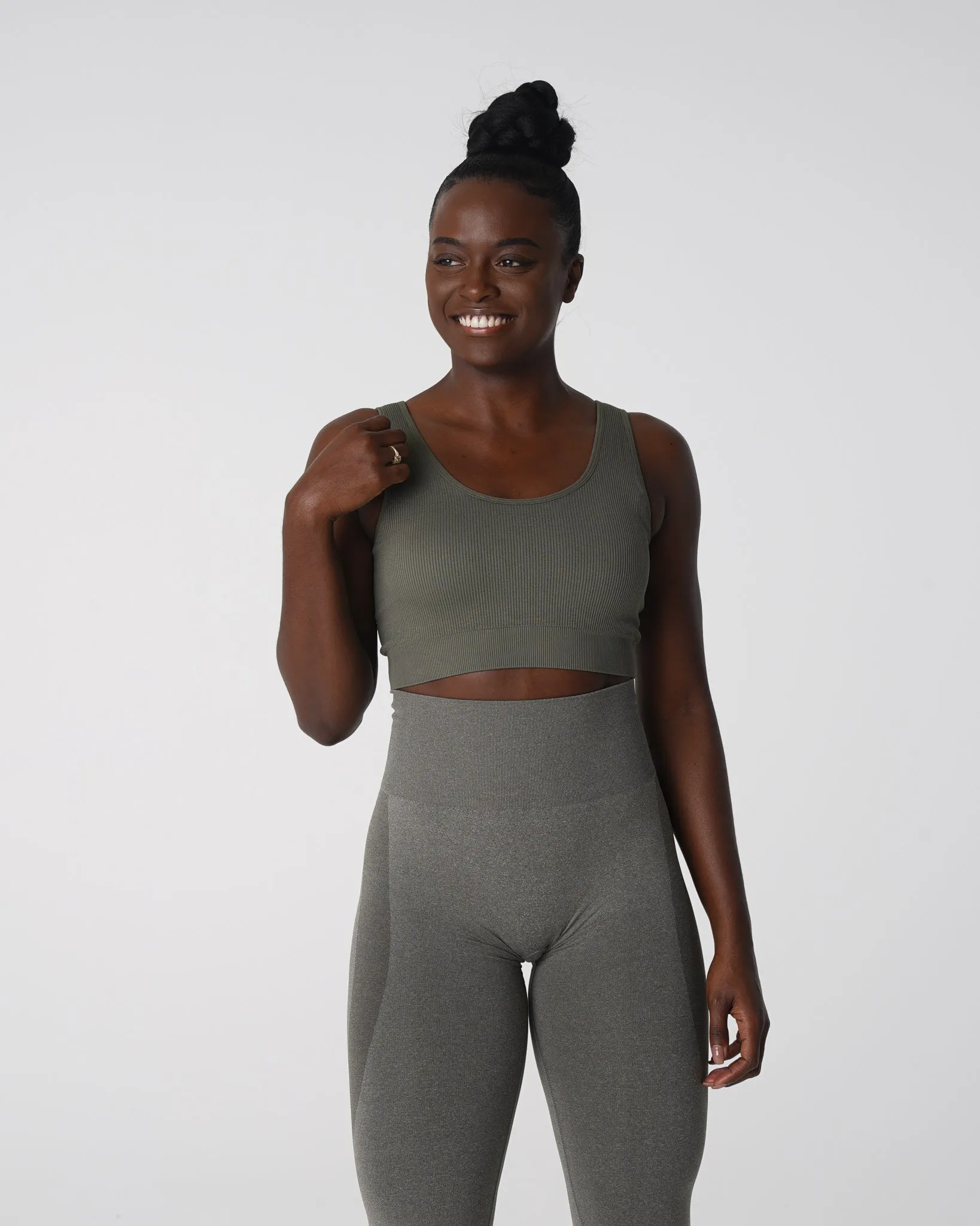 Khaki Green Desire Ribbed Seamless Bra sold by NVGTN product image thumbnail 2