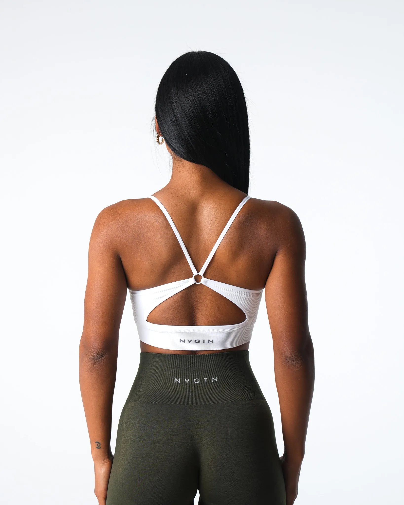 White Glimpse Ribbed Seamless Bra sold by NVGTN