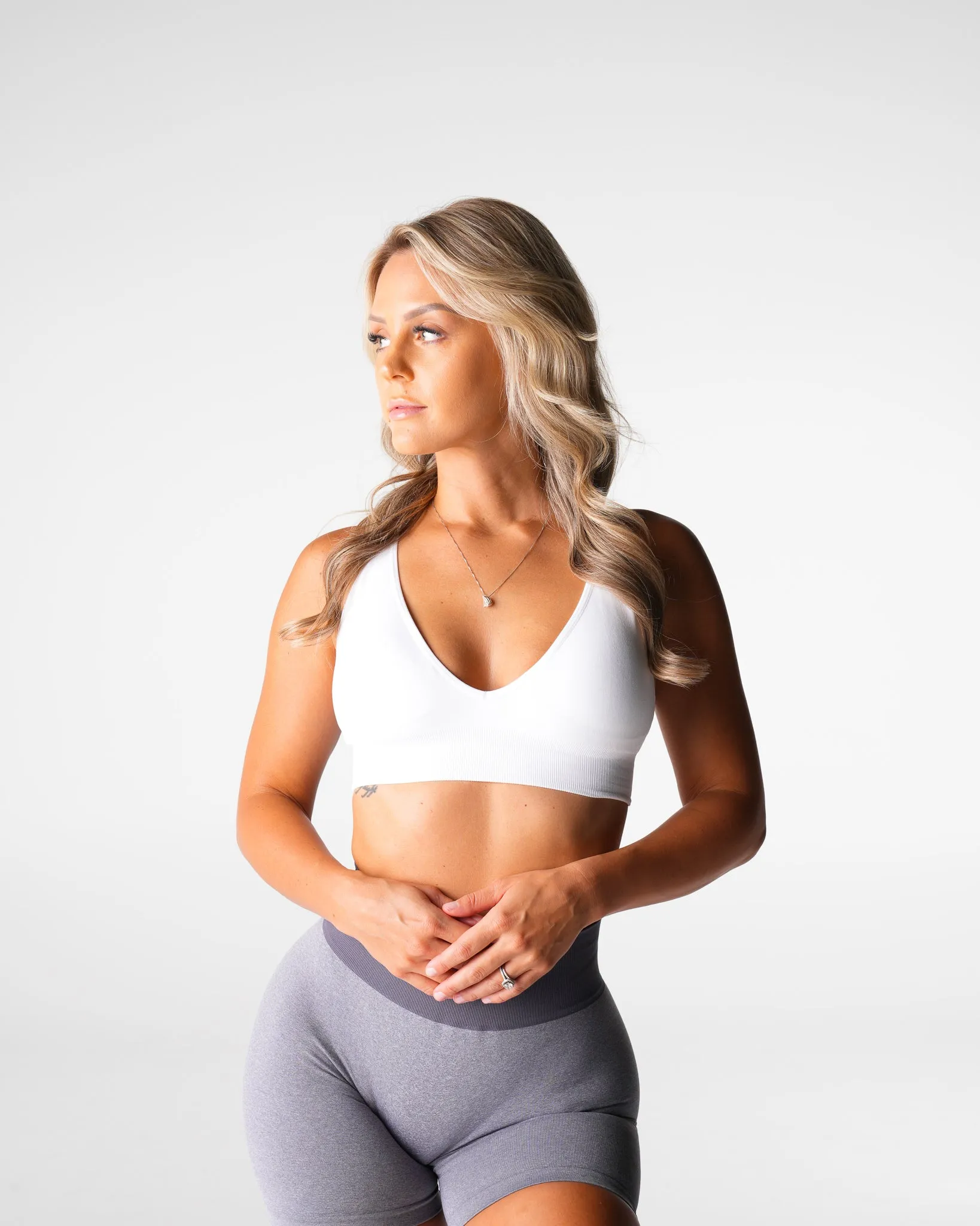 White Glow Up Seamless Bra sold by NVGTN