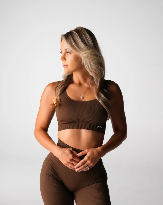 Hazelnut Harmony Ribbed Seamless Bra sold by NVGTN
