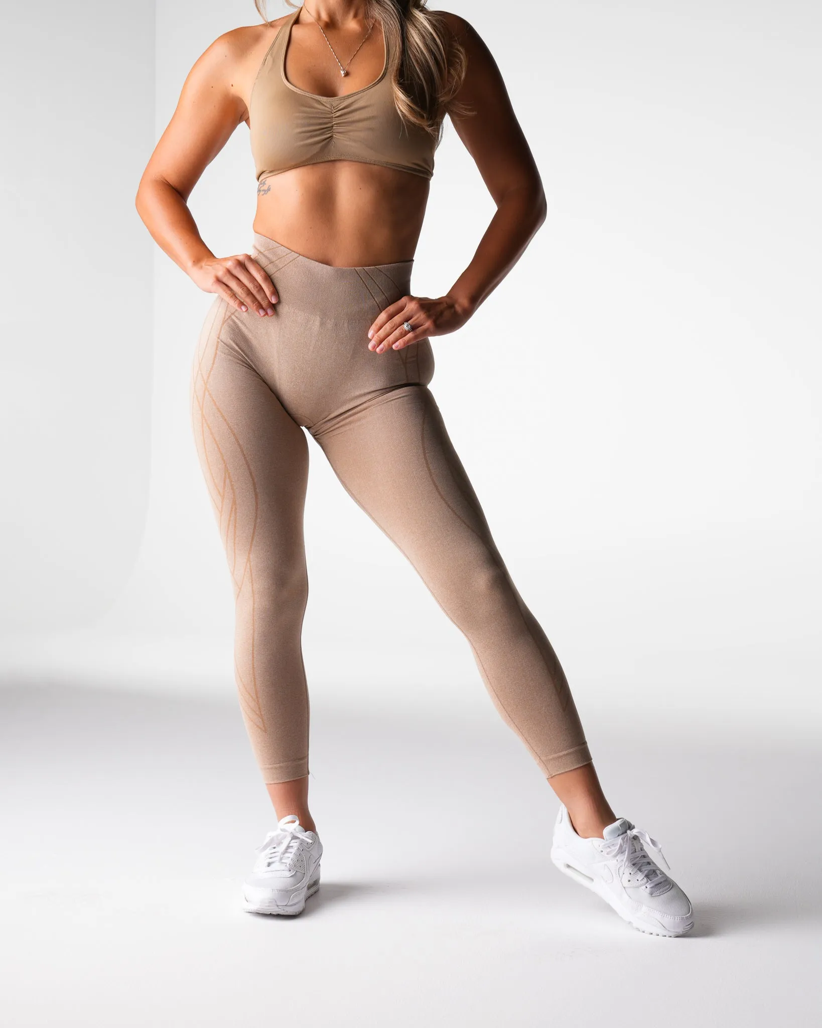 Beige Geo Seamless Leggings sold by NVGTN product image thumbnail 3