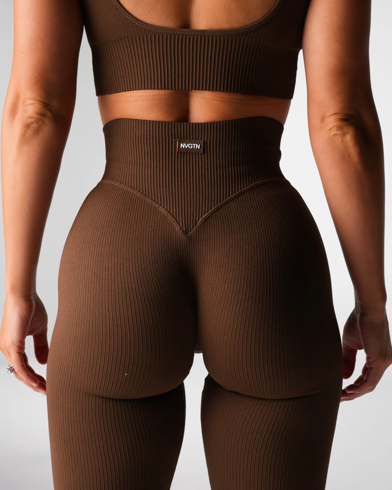 Hazelnut Harmony Ribbed Seamless Flare Leggings sold by NVGTN product image thumbnail 2