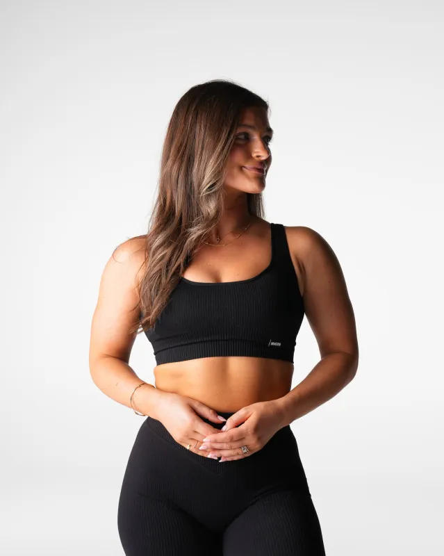 Black Harmony Ribbed Seamless Bra sold by NVGTN