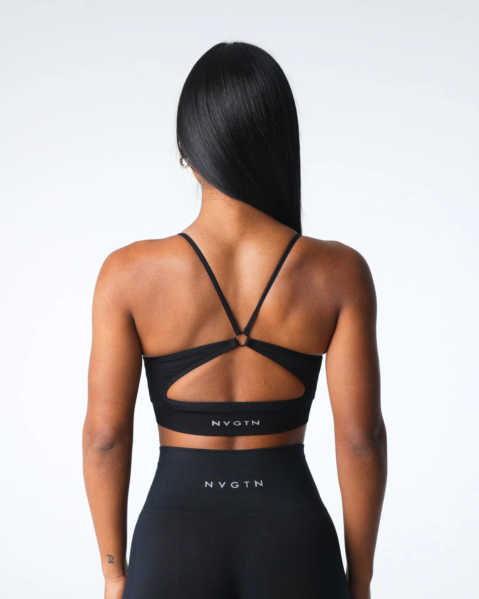 Black Glimpse Ribbed Seamless Bra sold by NVGTN product image thumbnail 2