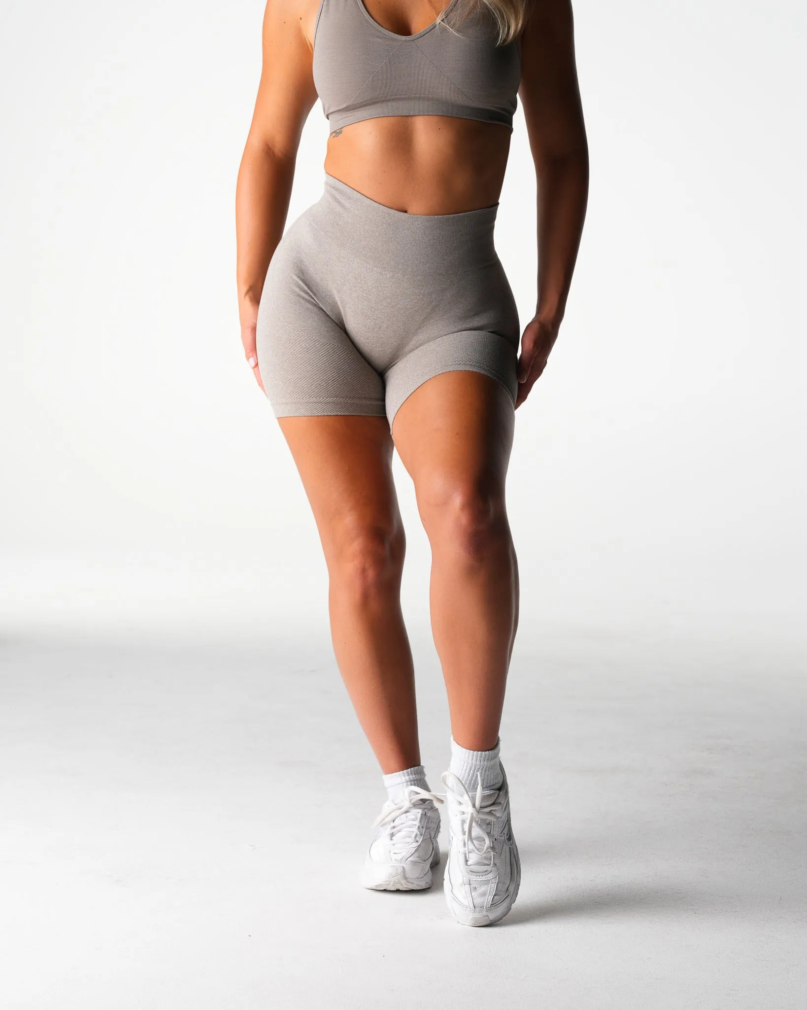 Taupe Lift Seamless Shorts sold by NVGTN product image thumbnail 4