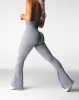Grey Harmony Ribbed Seamless Flare Leggings sold by NVGTN