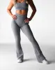 Grey Harmony Ribbed Seamless Flare Leggings sold by NVGTN