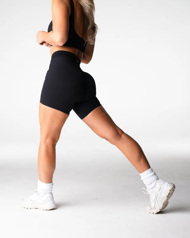 Black Harmony Ribbed Seamless Shorts sold by NVGTN