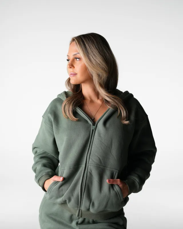 Frosted Olive Everyday Zip Up made by NVGTN