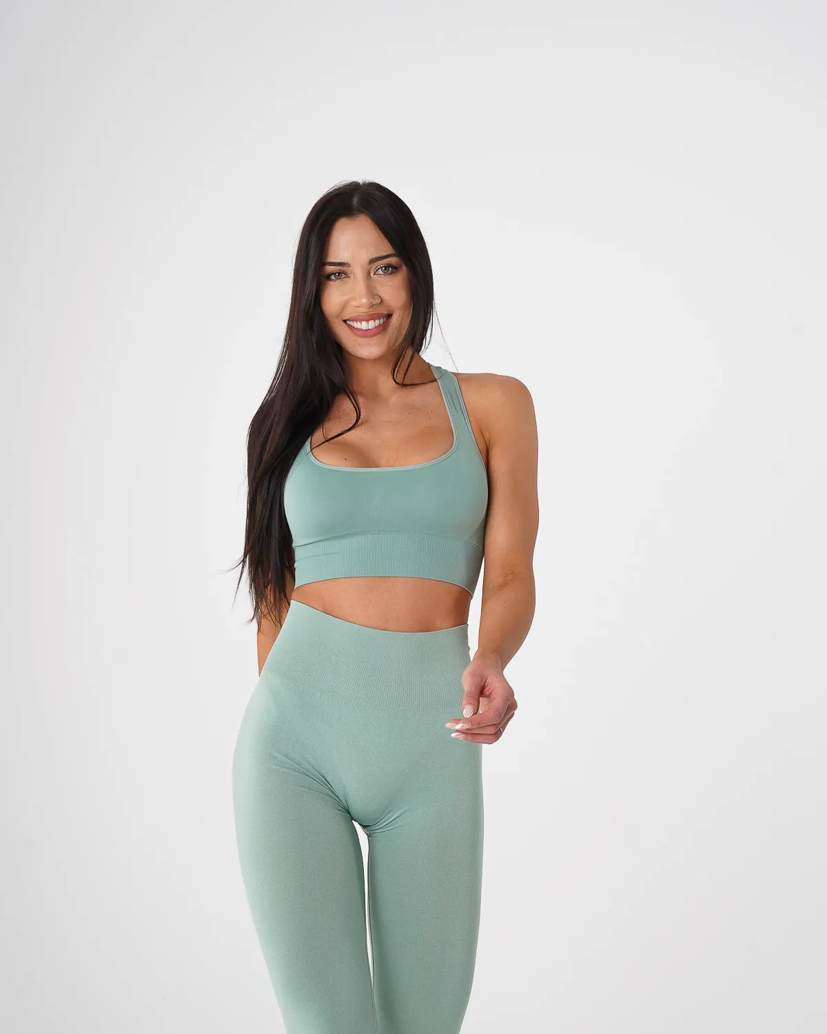Sage Green Ignite Seamless Bra sold by NVGTN product image thumbnail 3
