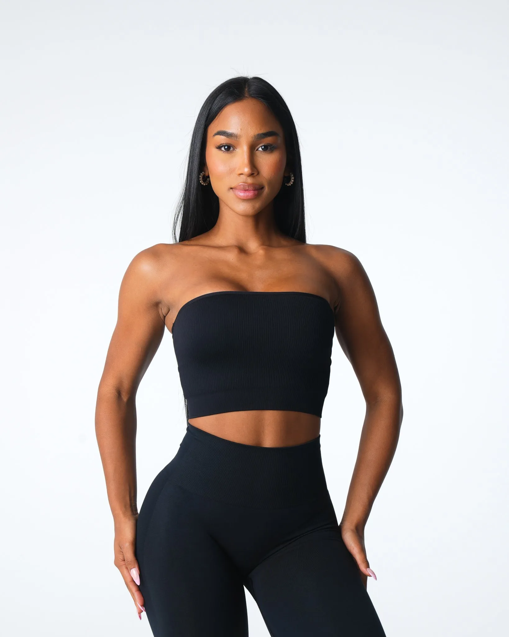 Black Conquer Ribbed Seamless Bra sold by NVGTN