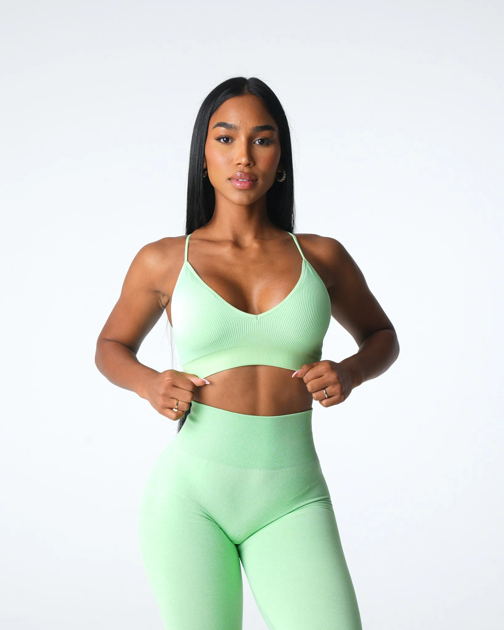 Pistachio Glimpse Ribbed Seamless Bra sold by NVGTN product image thumbnail 2
