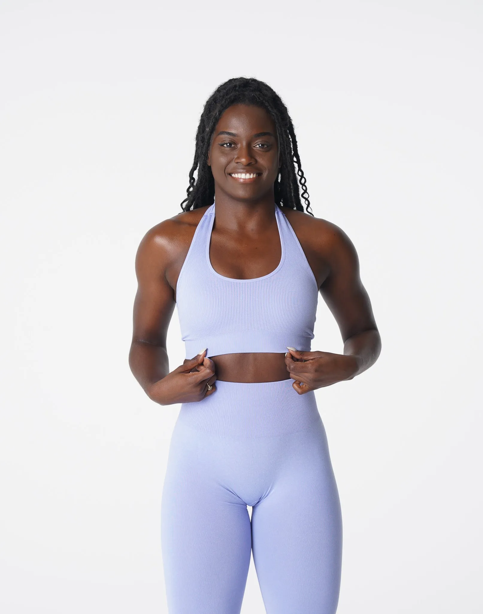 Periwinkle Limitless Ribbed Seamless Halter Bra sold by NVGTN product image thumbnail 2