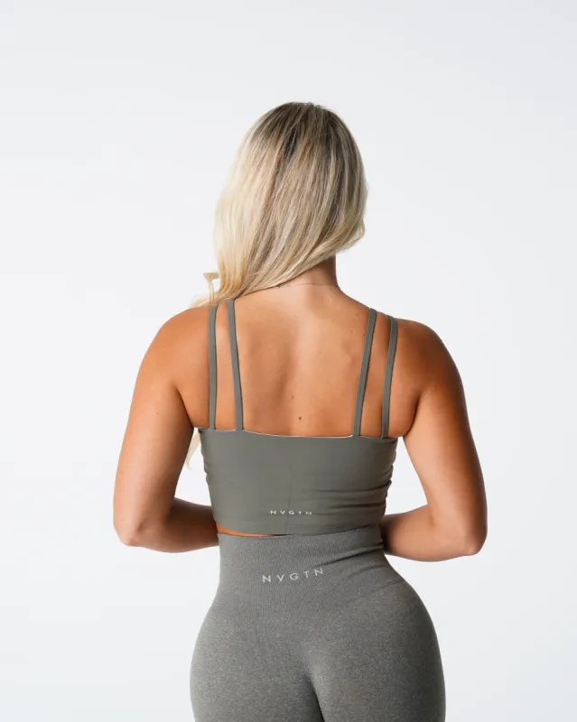 Khaki Green Poise Bra Top sold by NVGTN