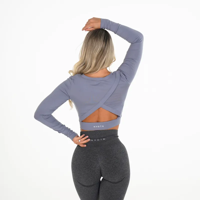 Smokey Blue Form Long Sleeve Crop sold by NVGTN