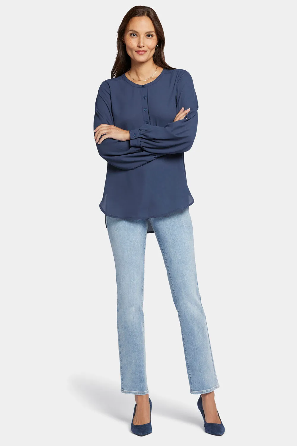 Simone Blouse - Oxford Navy sold by NYDJ product image thumbnail 5