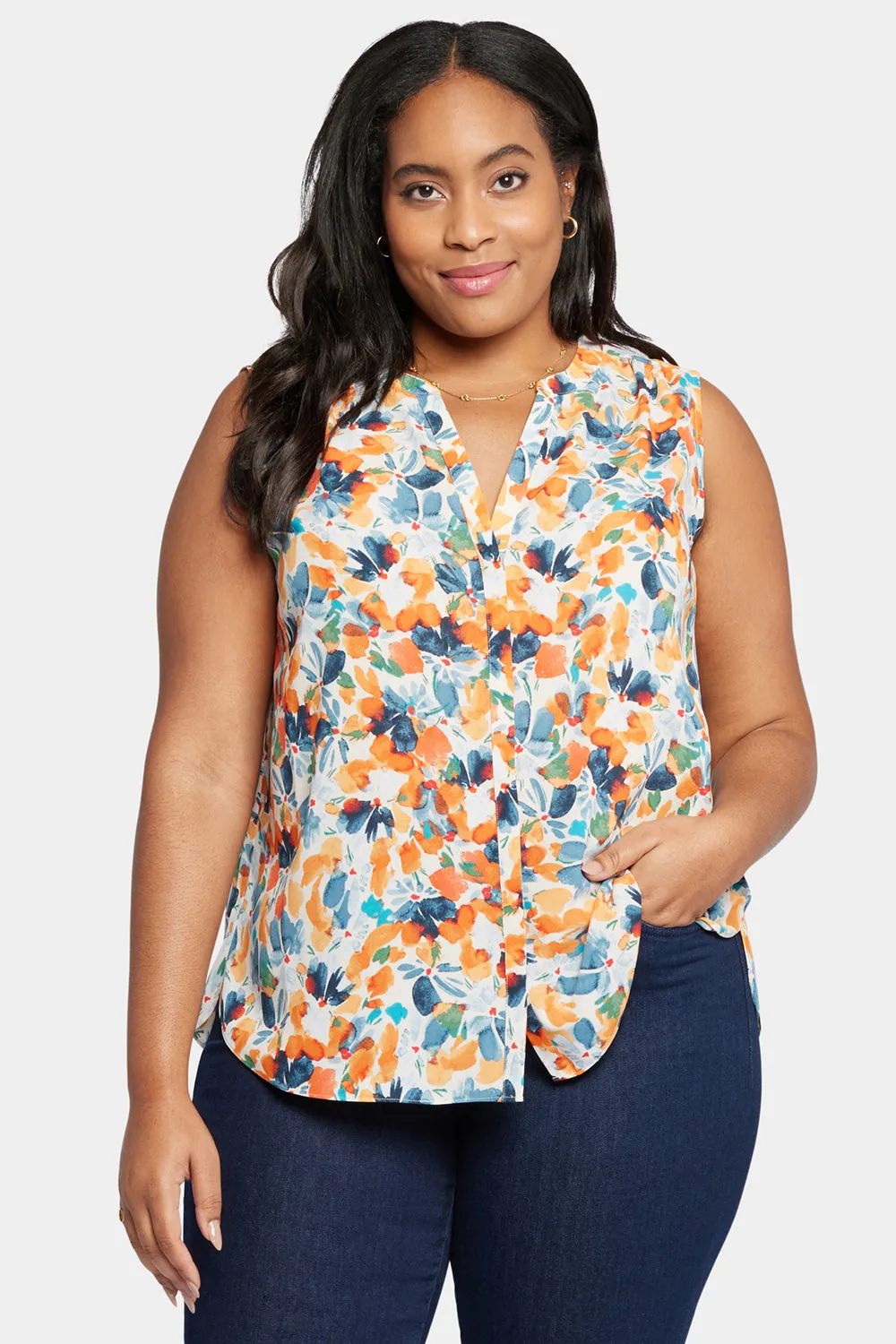 Sleeveless Pintuck Blouse In Plus Size - Cottage Pond sold by NYDJ product image thumbnail 4