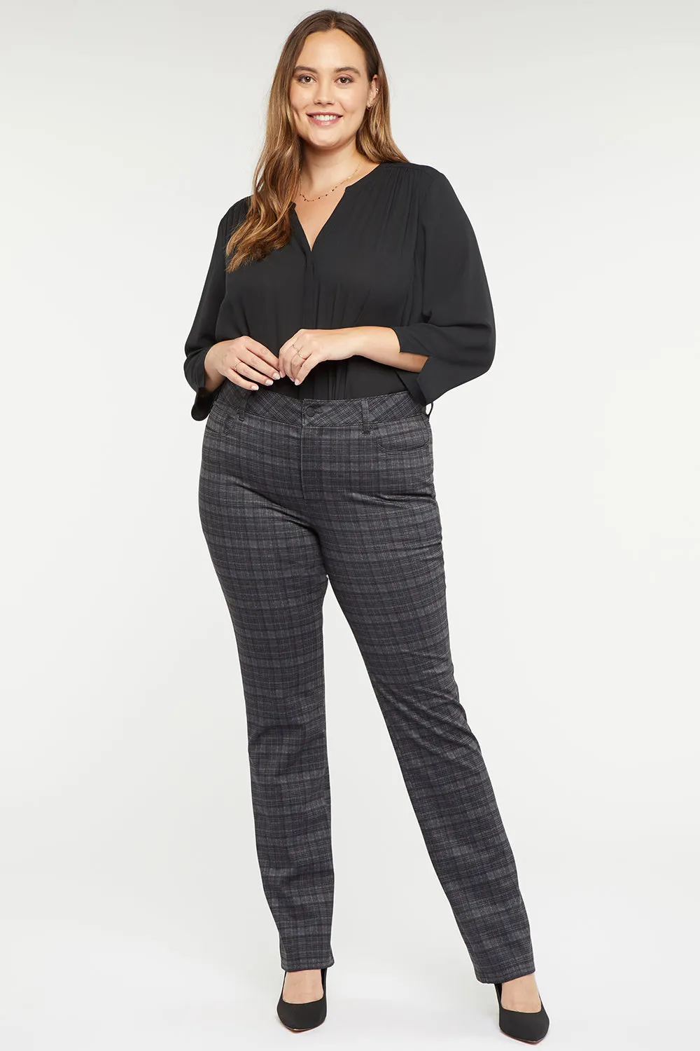 Marilyn Straight Pants In Plus Size - Hudson Plaid sold by NYDJ product image thumbnail 4