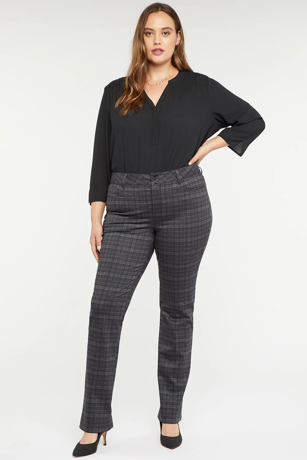 Marilyn Straight Pants In Plus Size - Hudson Plaid sold by NYDJ product image thumbnail 5