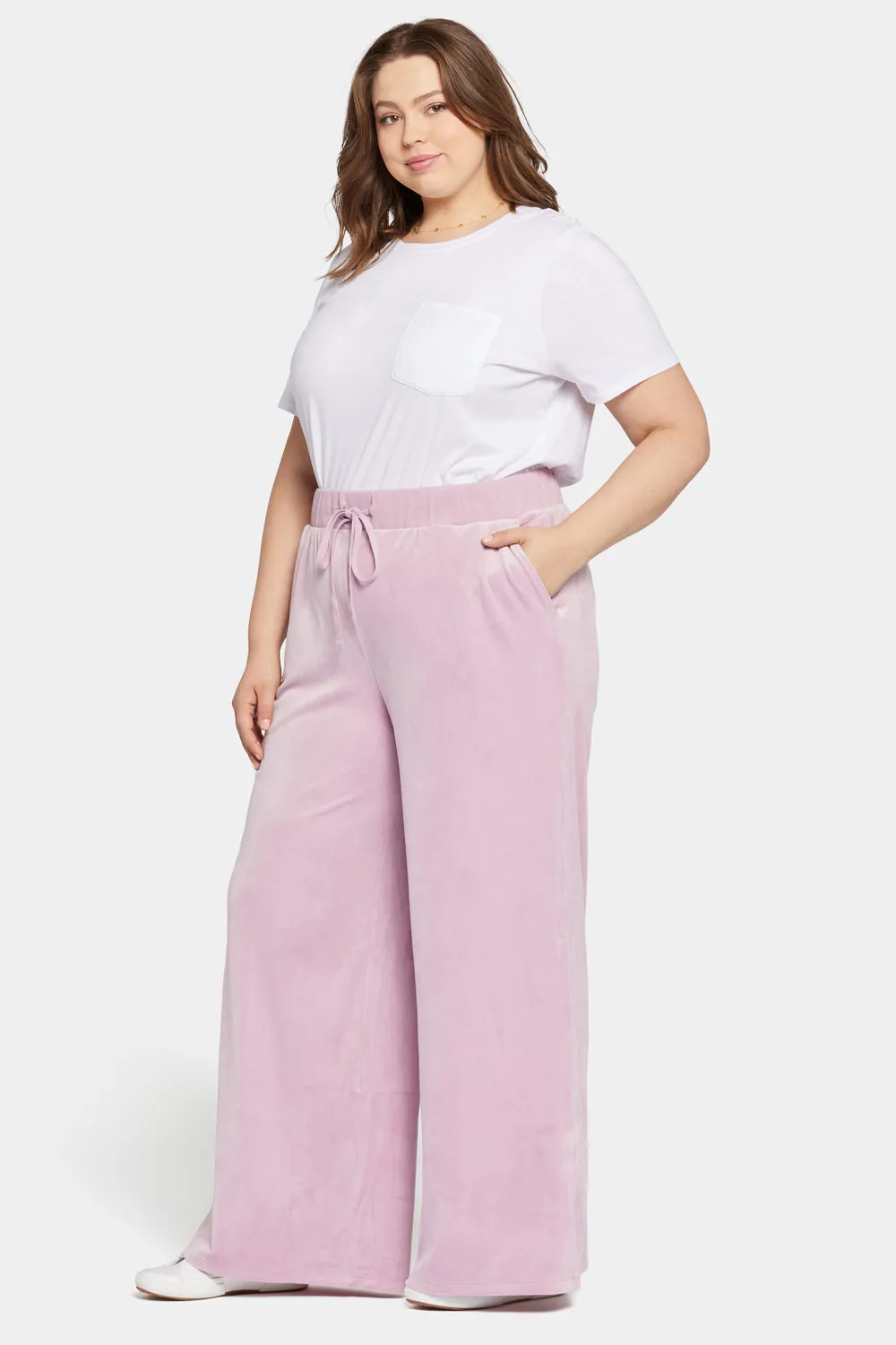 Velour Drawstring Wide Leg Pants In Plus Size - Dawn Pink sold by NYDJ product image thumbnail 5