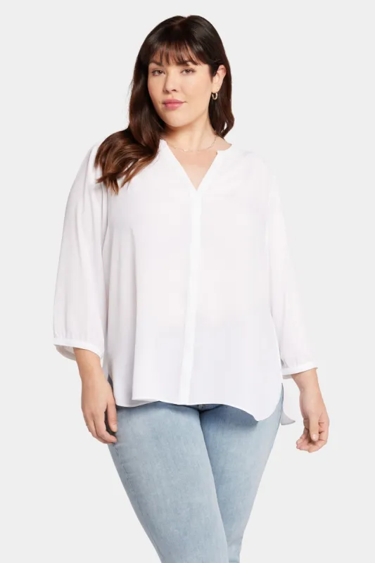 Pintuck Blouse In Plus Size - Optic White sold by NYDJ