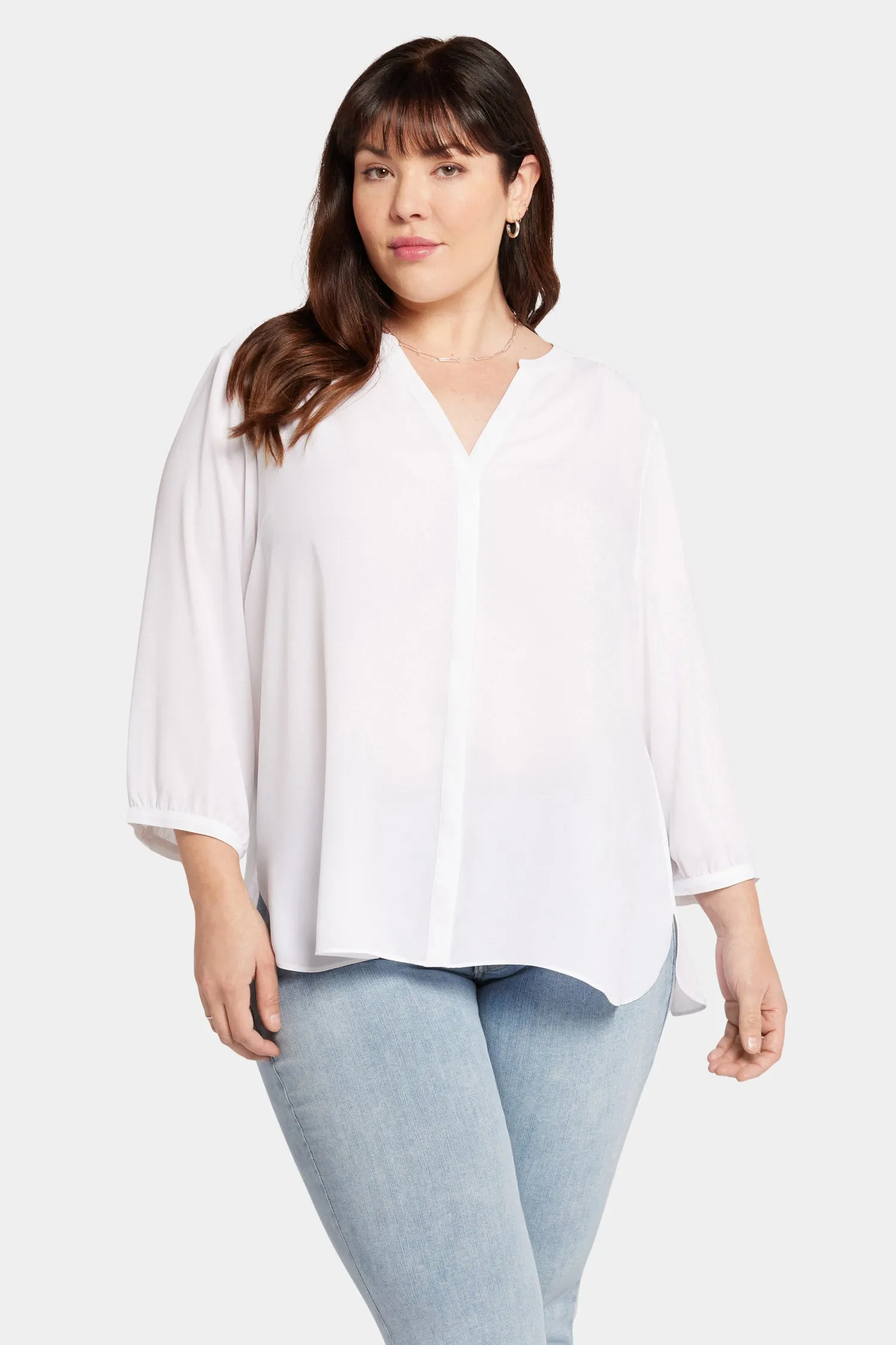 Pintuck Blouse In Plus Size - Optic White sold by NYDJ