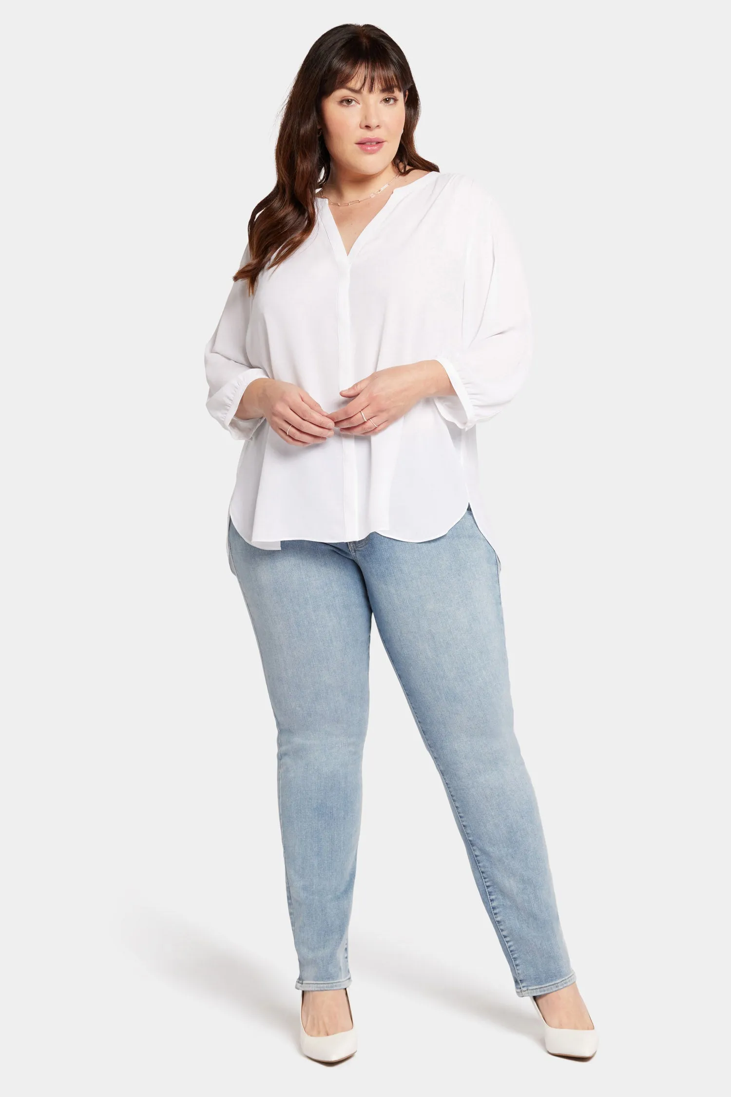 Pintuck Blouse In Plus Size - Optic White sold by NYDJ product image thumbnail 5
