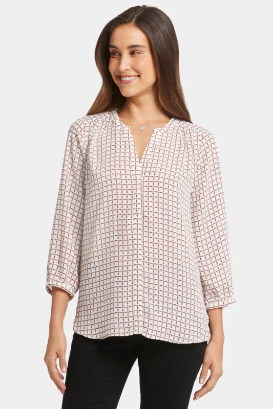 Pintuck Blouse - Graceful Geo sold by NYDJ