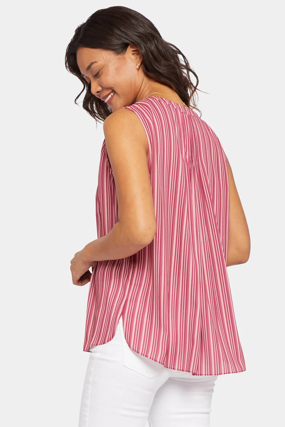 Sleeveless Pintuck Blouse - Cielo Stripe sold by NYDJ product image thumbnail 2