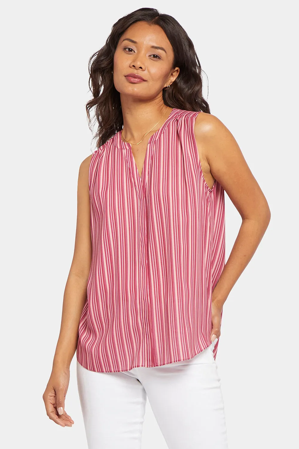 Sleeveless Pintuck Blouse - Cielo Stripe sold by NYDJ