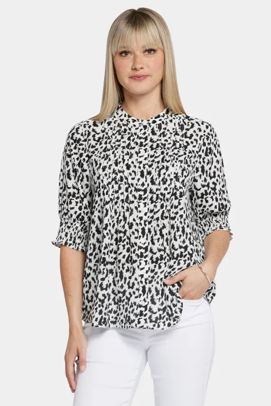 Pleated Short Sleeved Blouse - Gato sold by NYDJ