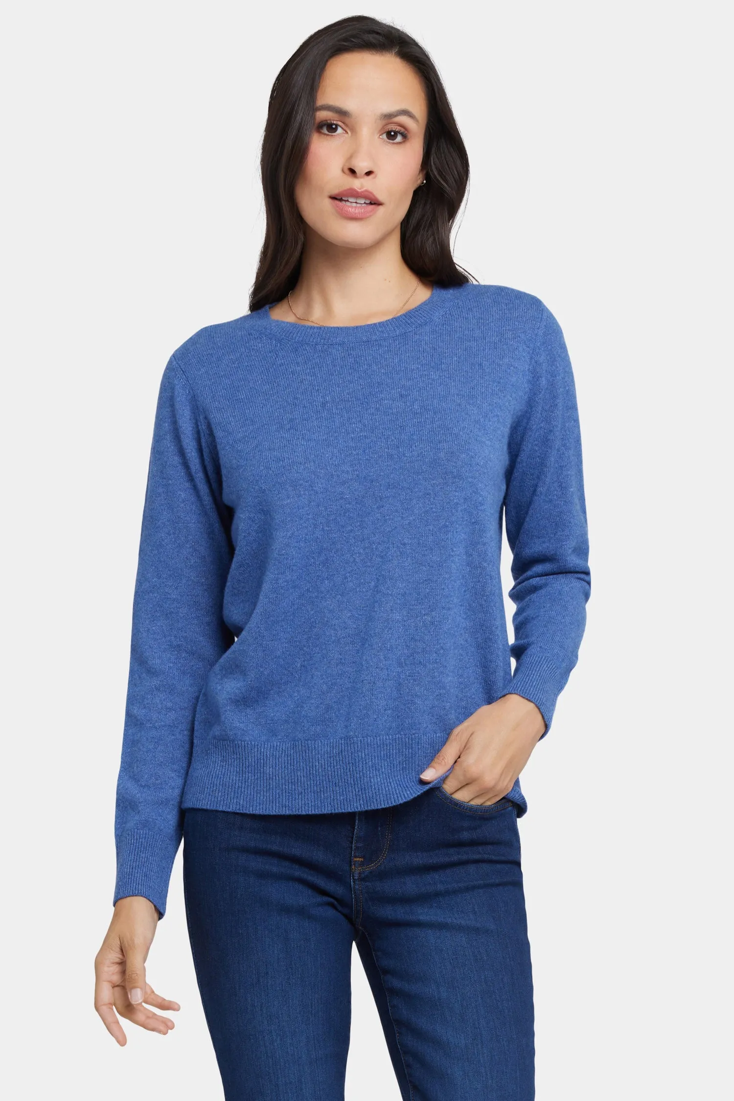 Cashmere Essential Crewneck Sweater - Heather Blue sold by NYDJ product image thumbnail 4