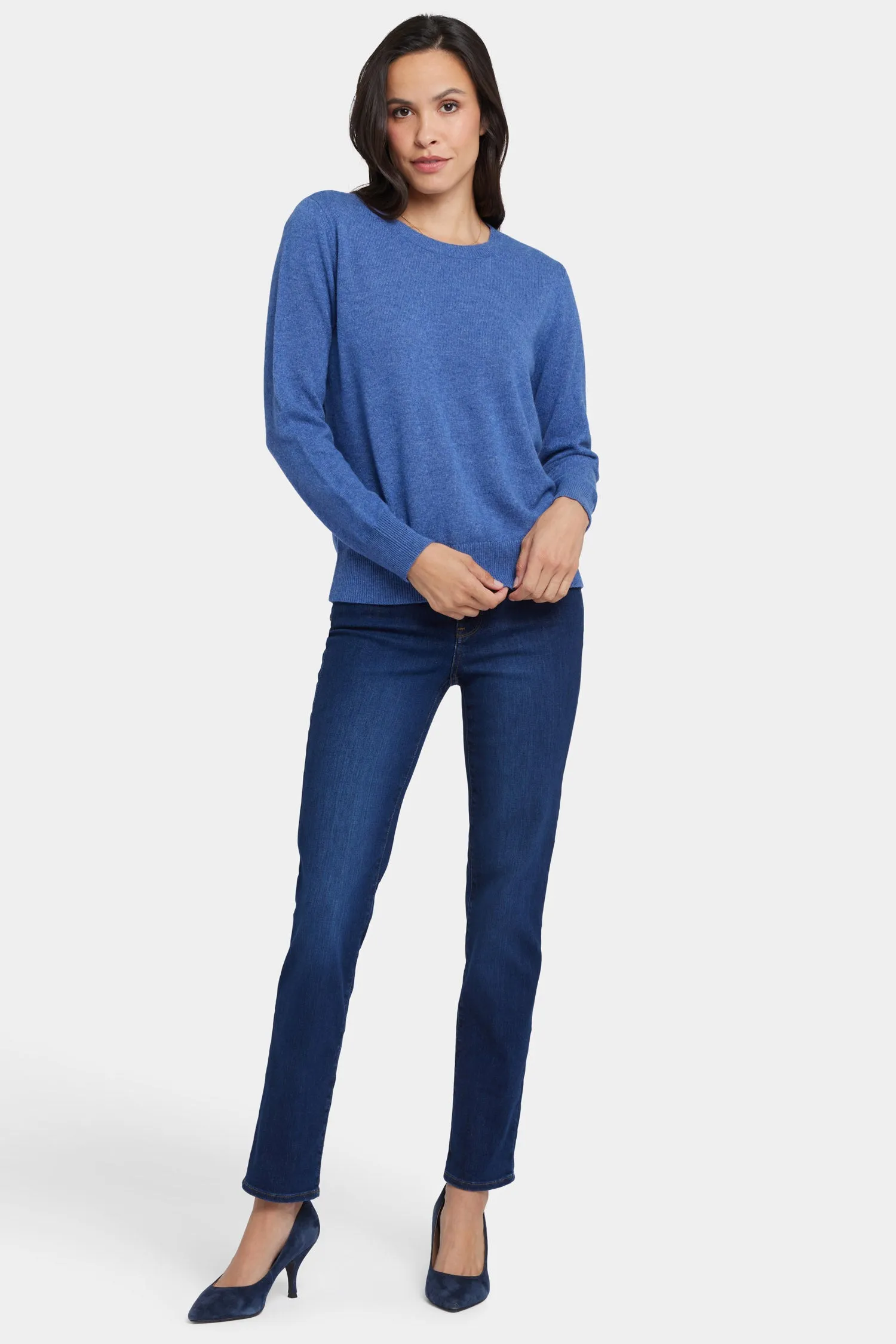 Cashmere Essential Crewneck Sweater - Heather Blue sold by NYDJ product image thumbnail 5