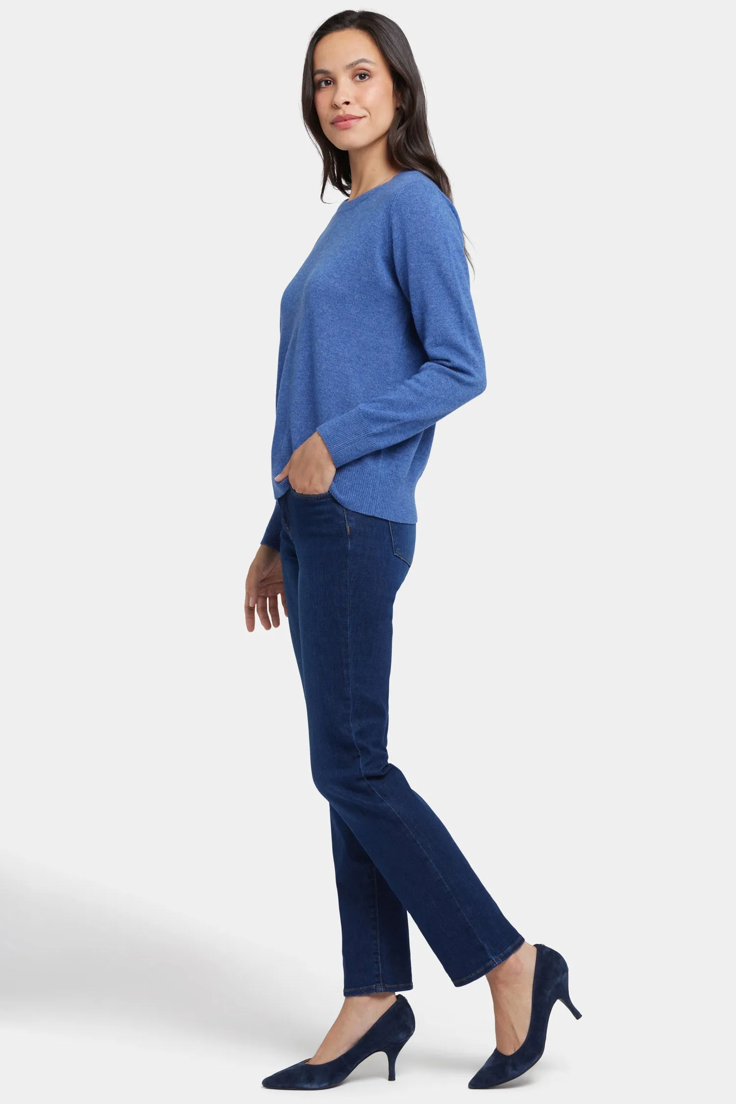 Cashmere Essential Crewneck Sweater - Heather Blue sold by NYDJ product image thumbnail 3