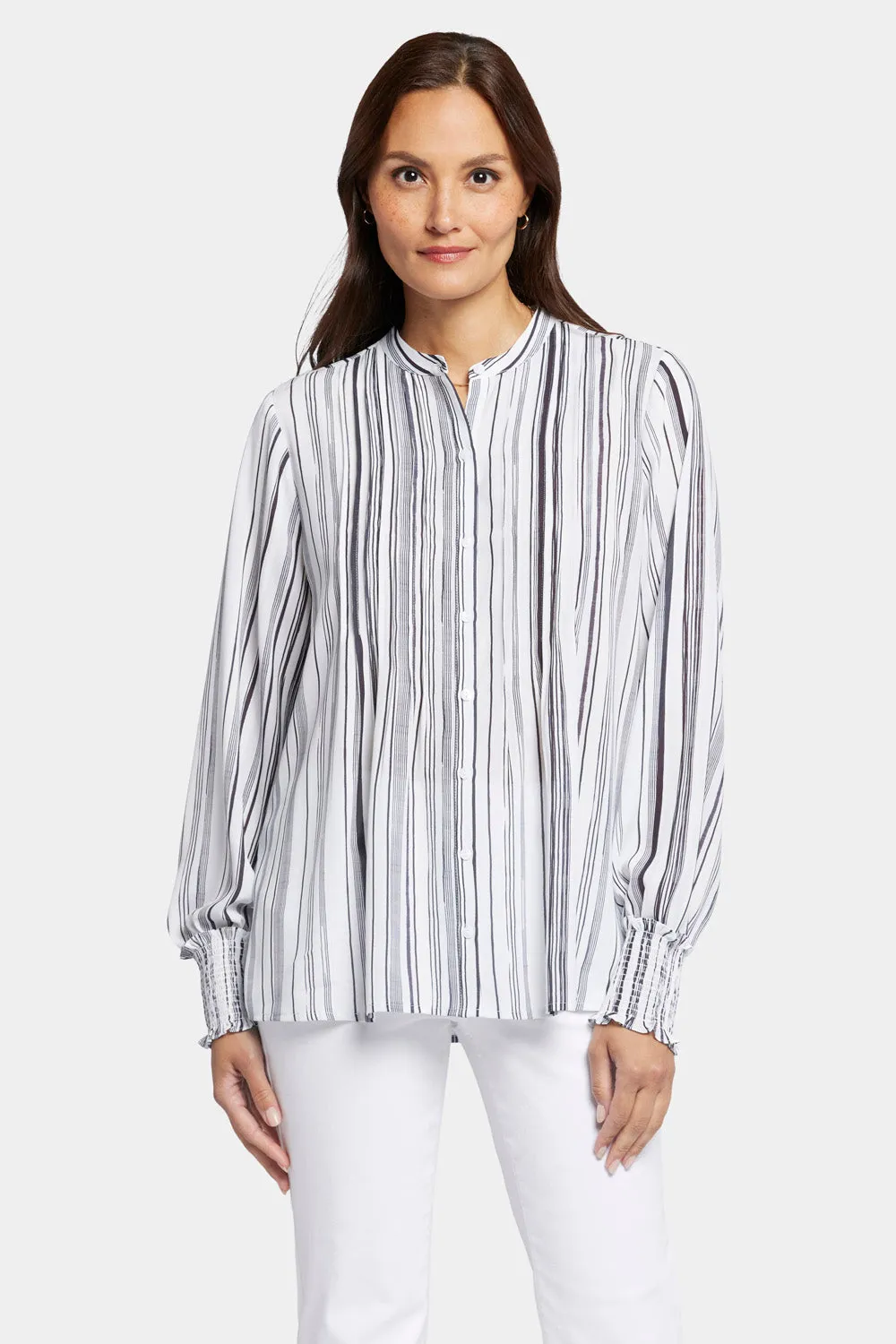 Pleated Peasant Blouse - Asteria Stripe sold by NYDJ product image thumbnail 4
