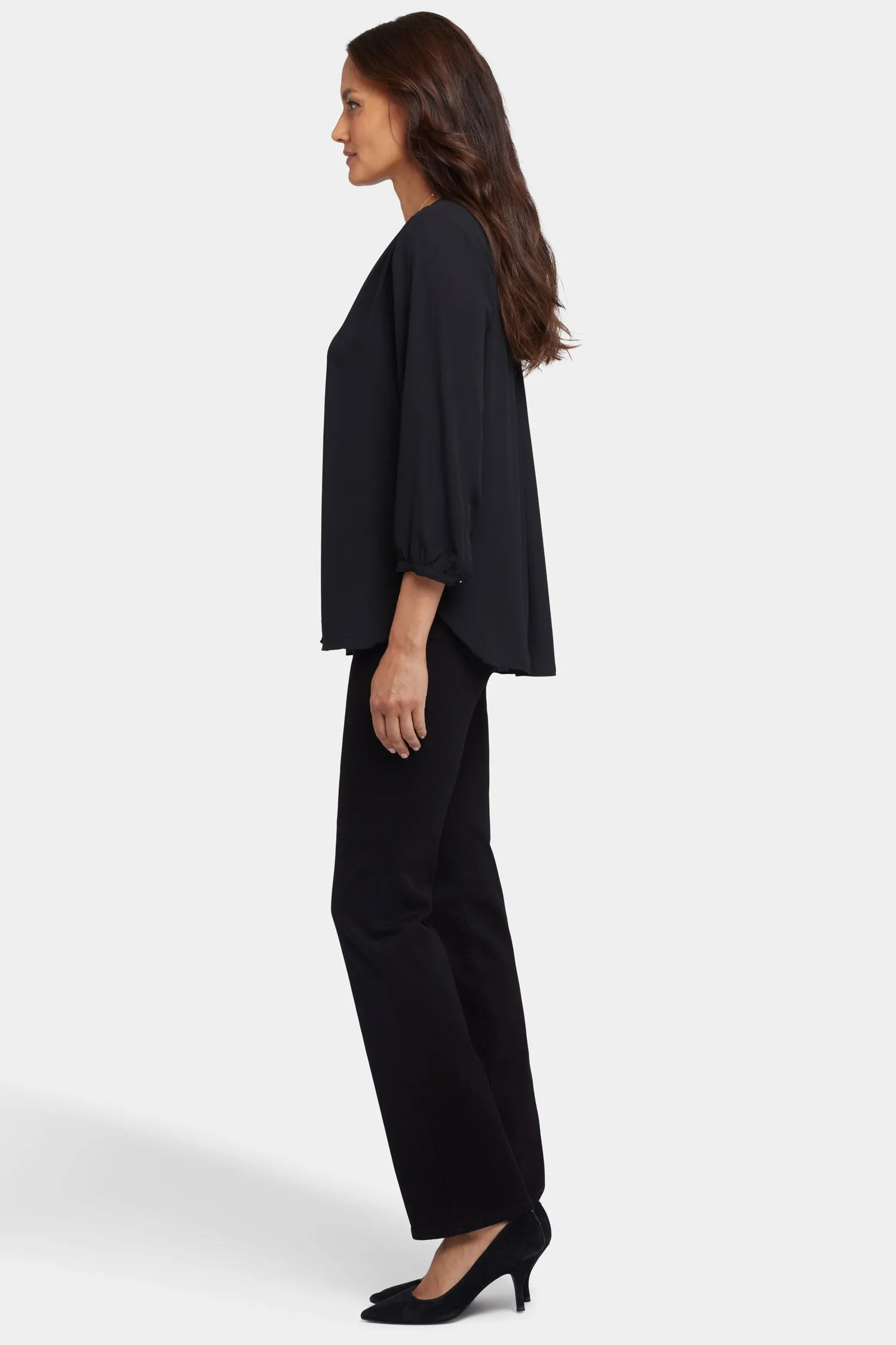 Pintuck Blouse In Petite - Black sold by NYDJ product image thumbnail 3
