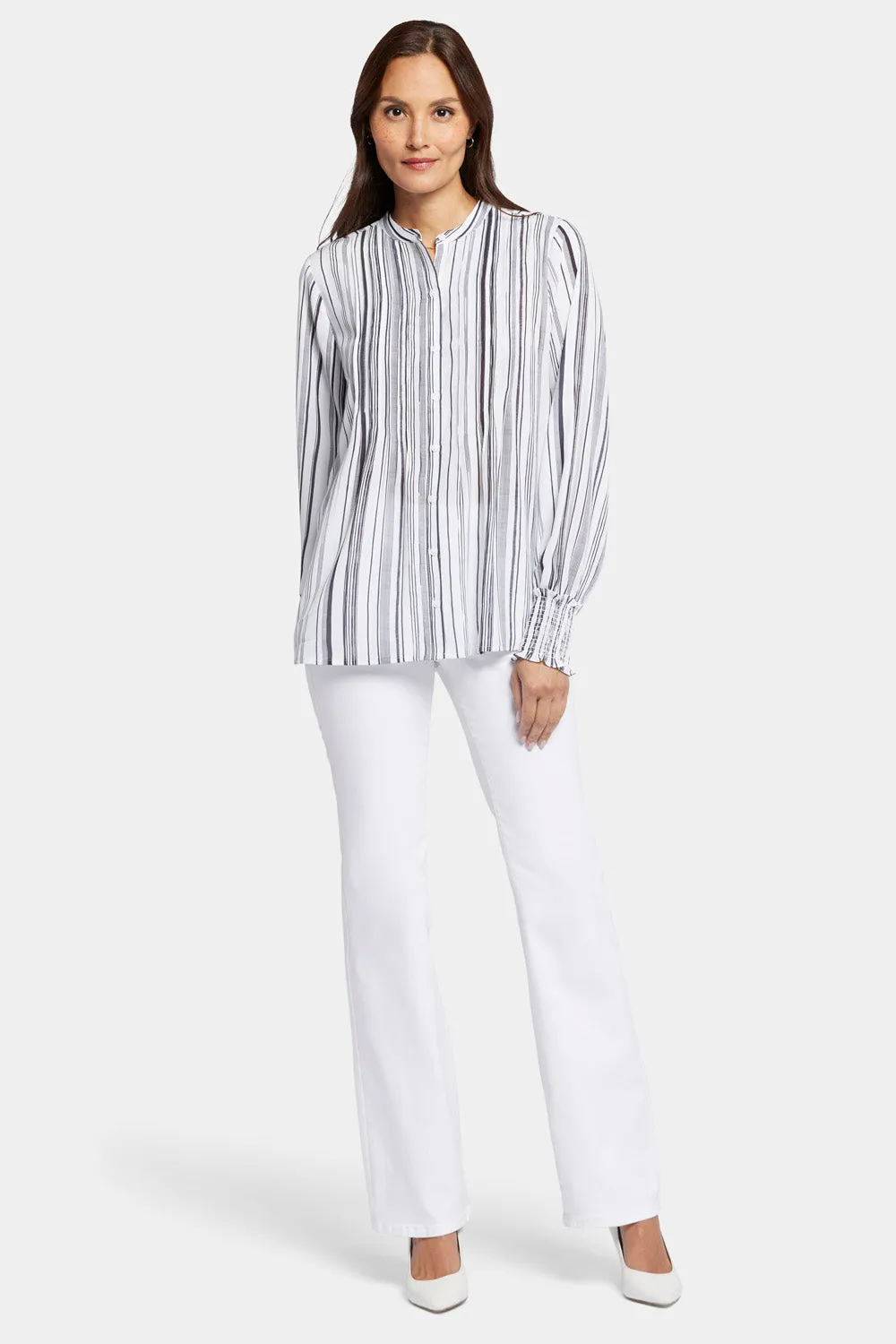 Pleated Peasant Blouse - Asteria Stripe sold by NYDJ product image thumbnail 5