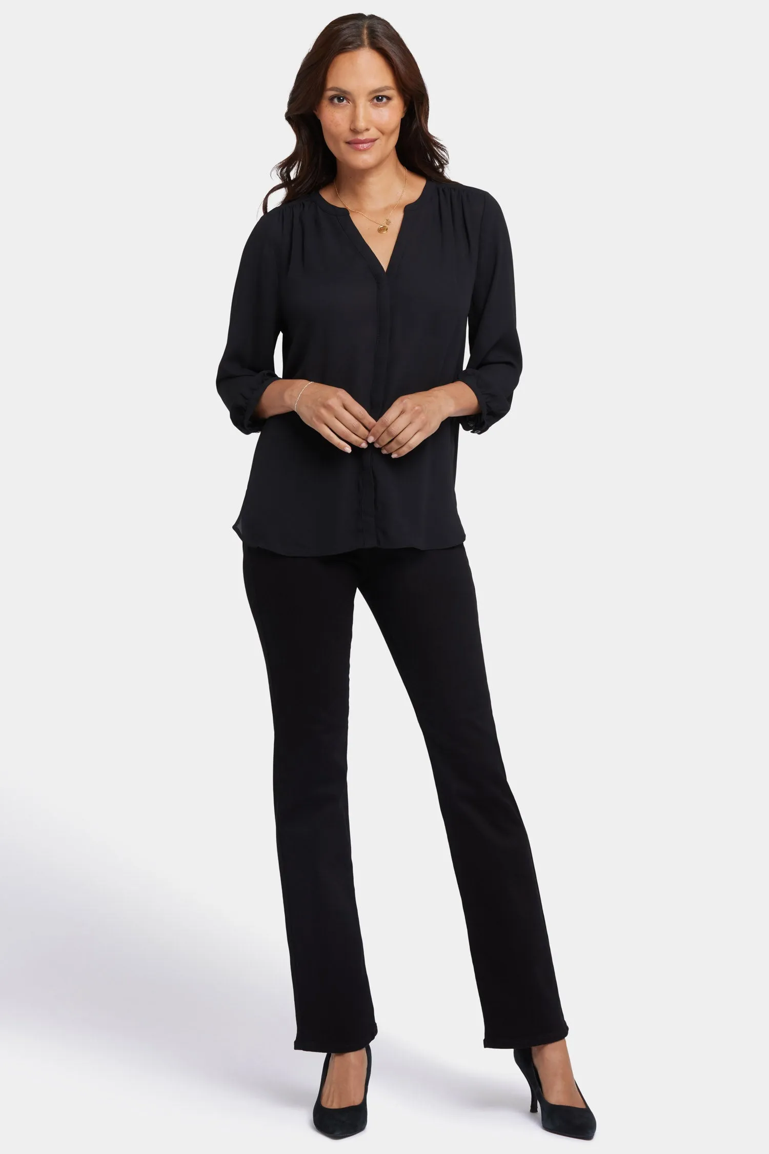 Pintuck Blouse In Petite - Black sold by NYDJ product image thumbnail 5