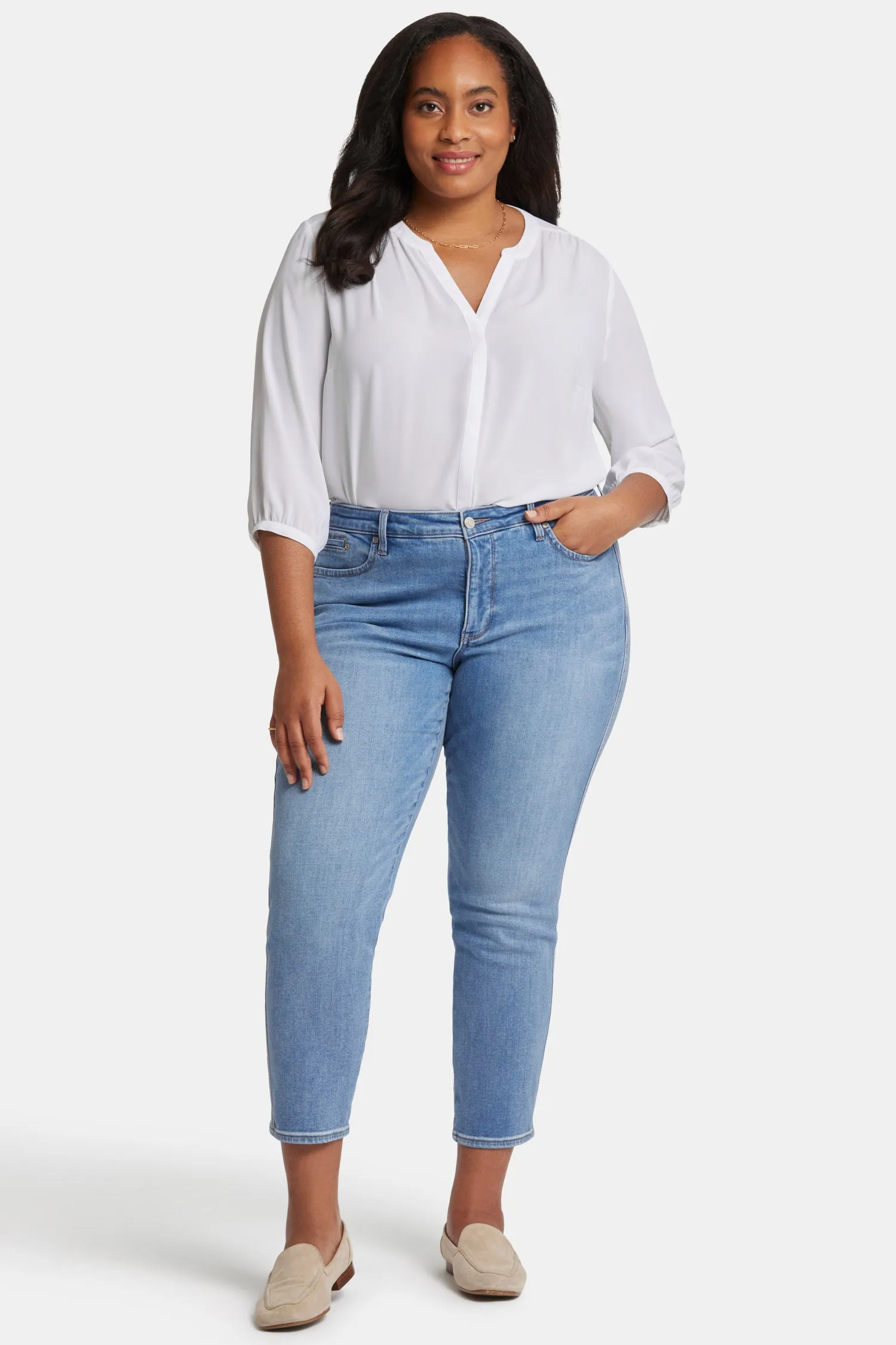 Stella Tapered Ankle Jeans In Plus Size - Crescent Shore sold by NYDJ