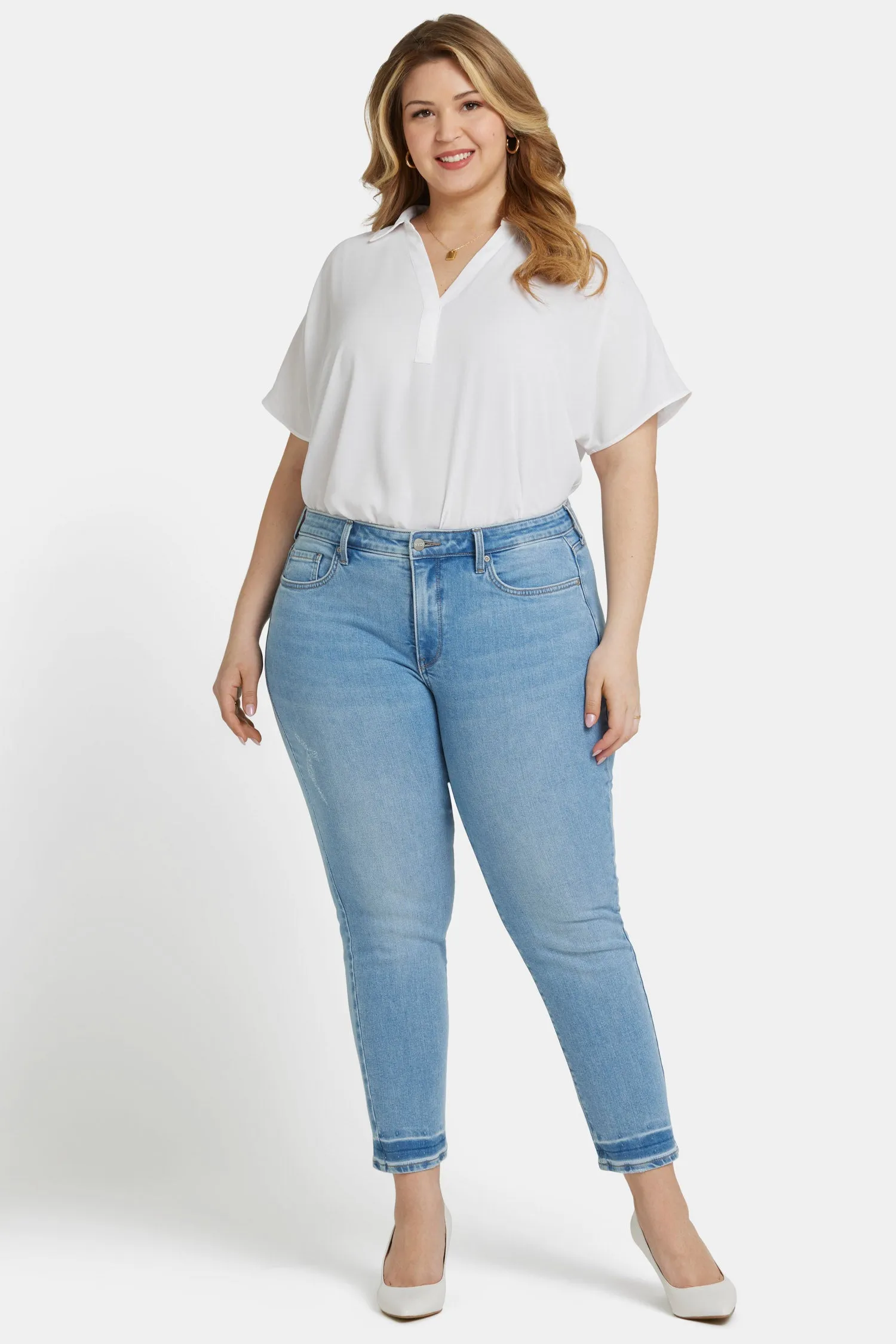 Sheri Slim Ankle Jeans In Plus Size - Riviera Sky sold by NYDJ