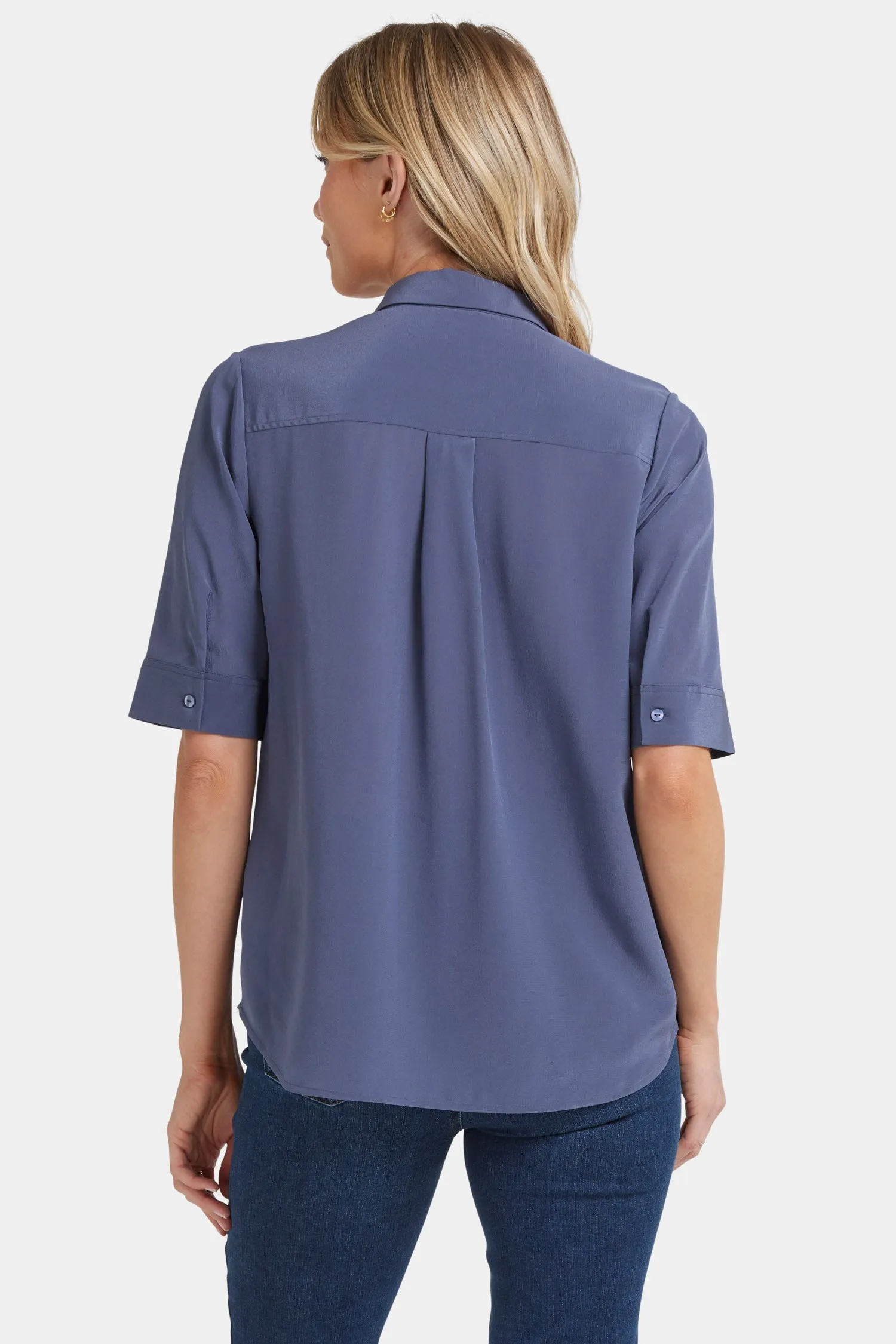 Riley Silk Elbow Sleeved Blouse - Cascade Lake sold by NYDJ product image thumbnail 2