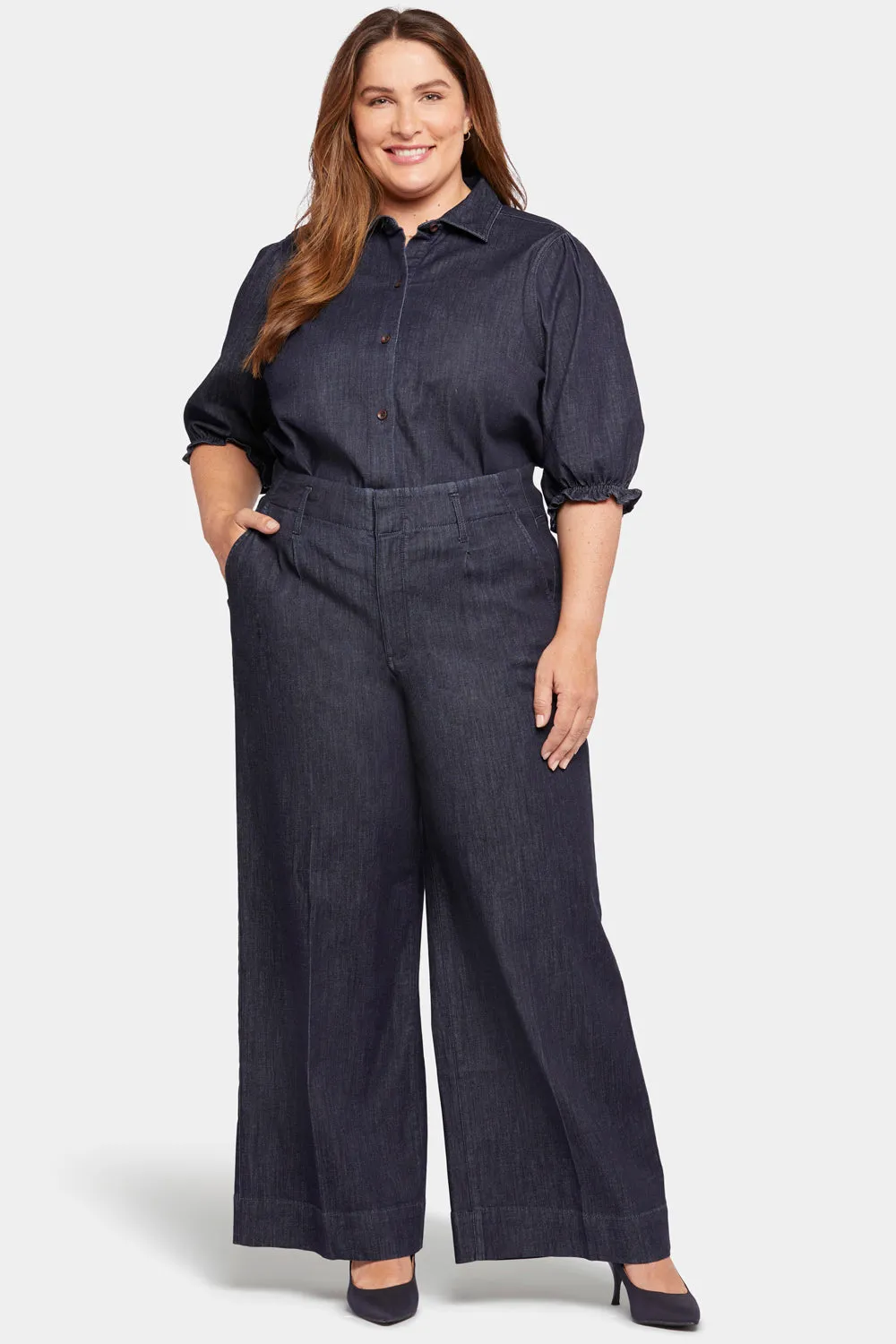 Mona Wide Leg Trouser Jeans In Plus Size - Lightweight Rinse sold by NYDJ