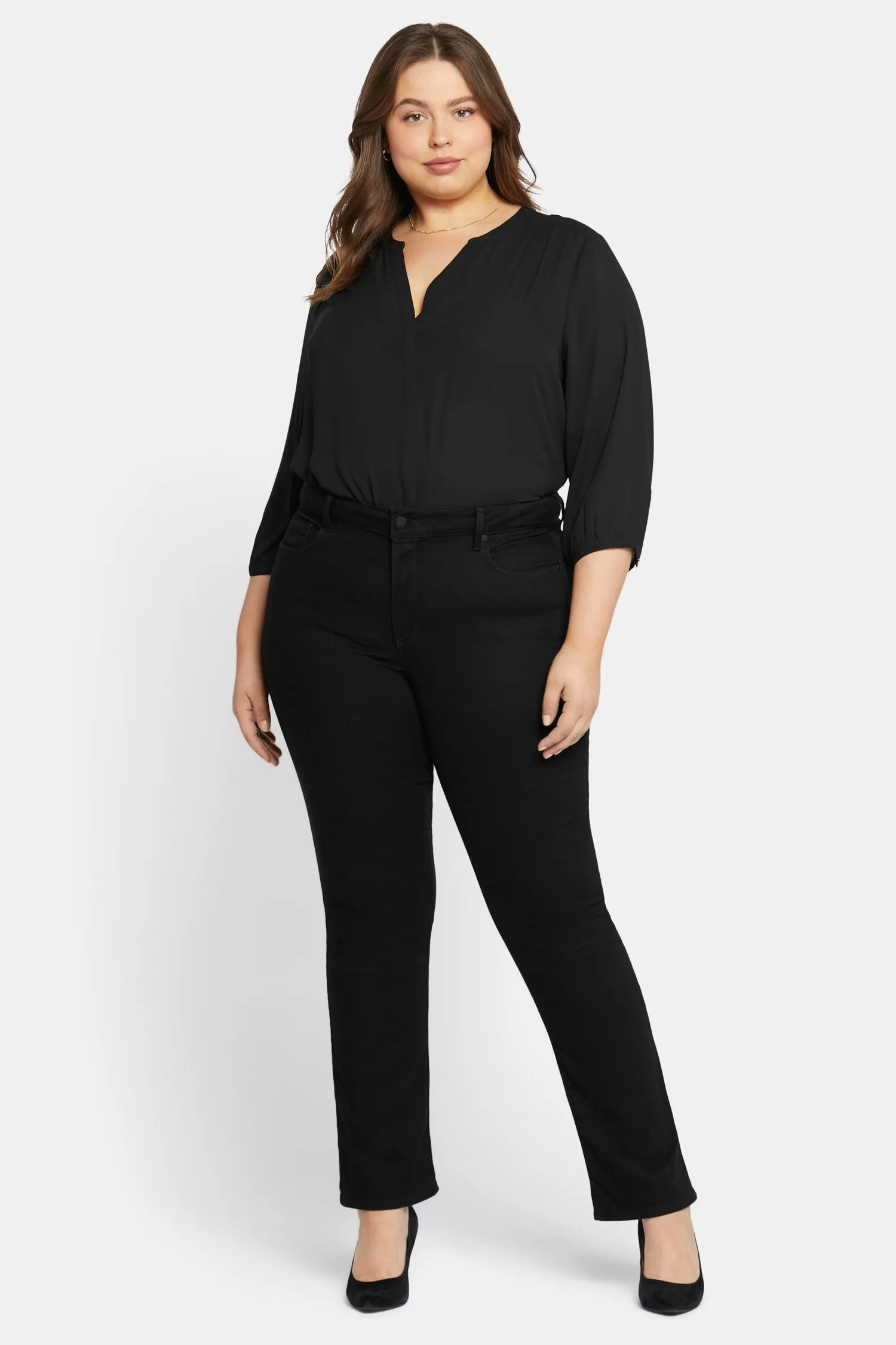 Marilyn Straight Jeans In Plus Size - Black sold by NYDJ