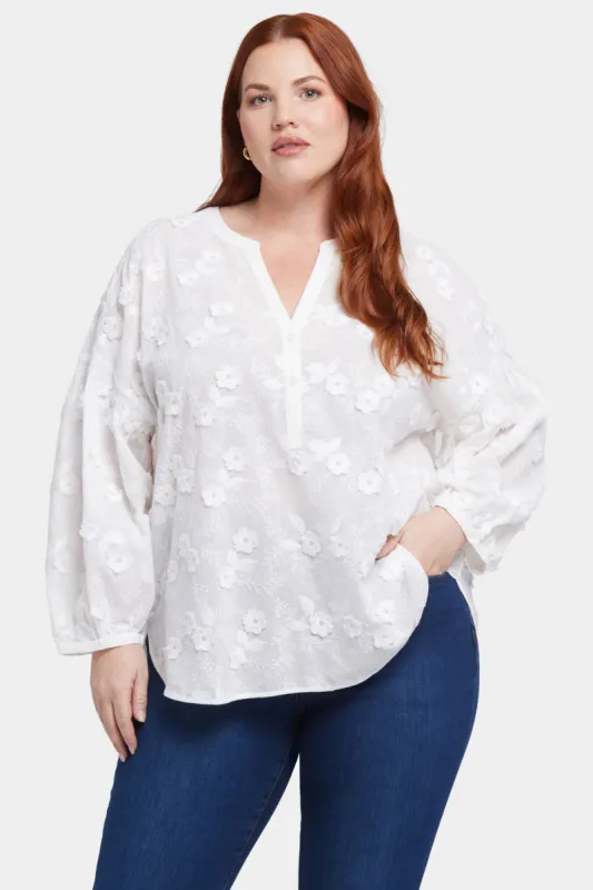 Paulina Peasant Blouse In Plus Size - Optic White sold by NYDJ