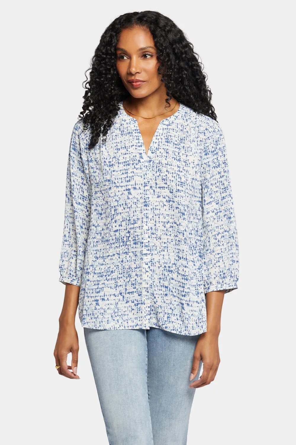 Pintuck Blouse - Waterfall Ice sold by NYDJ