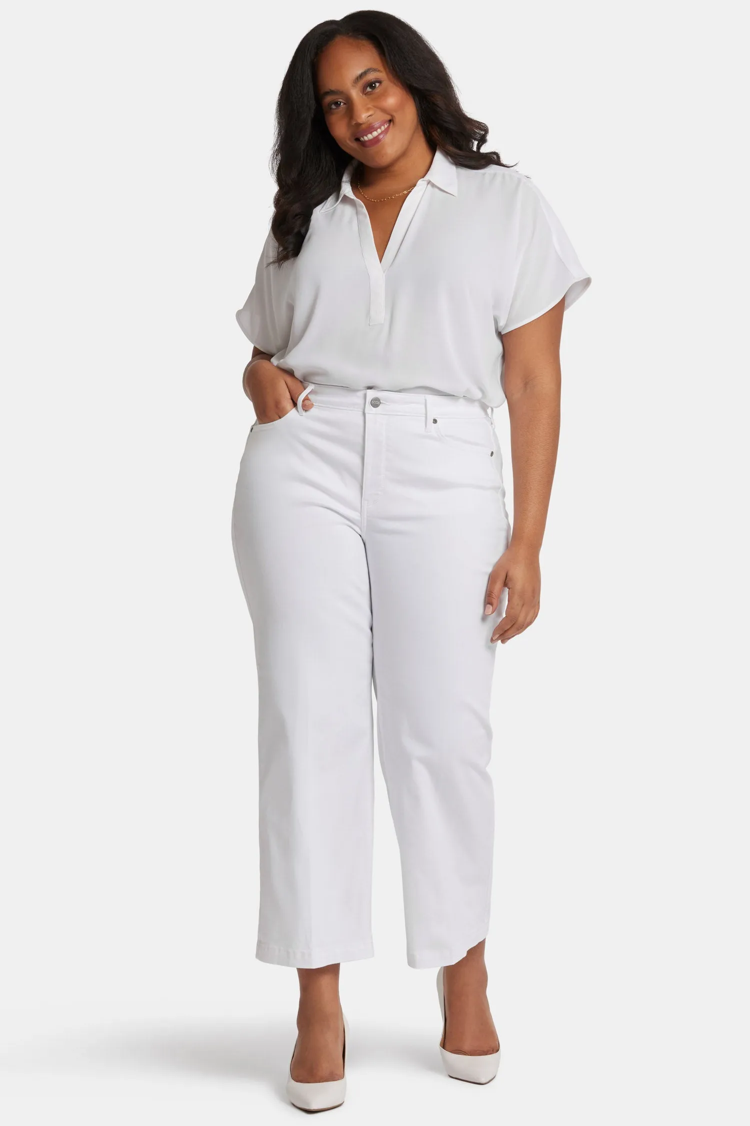 Teresa Wide Leg Ankle Jeans in Plus Size - Optic White sold by NYDJ product image thumbnail 4